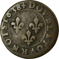 Coin, France, Louis XIII, Double Tournois, 1638, VF(20-25), Copper, CGKL:520