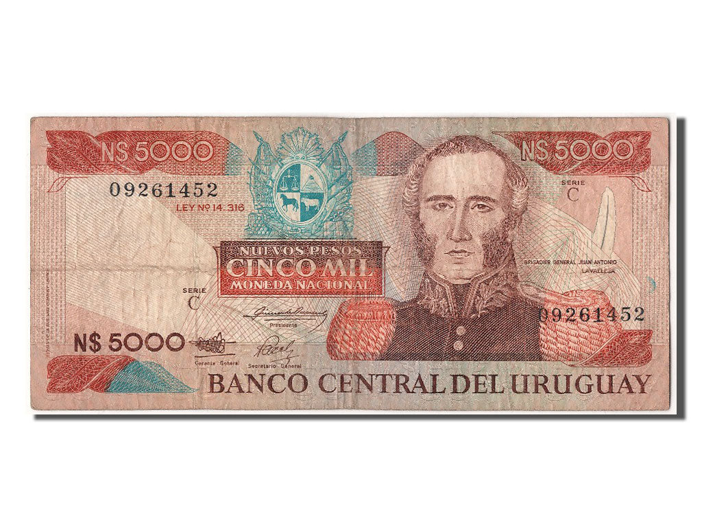 Uruguay, 5000 Nuevos Pesos, KM #65a, VF(20-25), 09261452