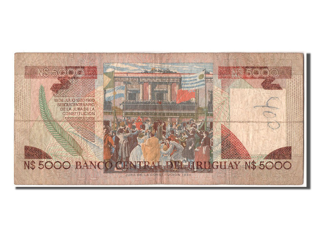 Uruguay, 5000 Nuevos Pesos, KM #65a, VF(20-25), 09261452