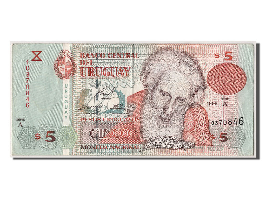 Uruguay, 5 Pesos Uruguayos, 1998, KM #80a, AU(55-58), 10370846
