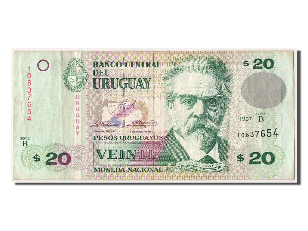 Uruguay, 20 Pesos Uruguayos, 1997, KM #74b, EF(40-45), 10837654
