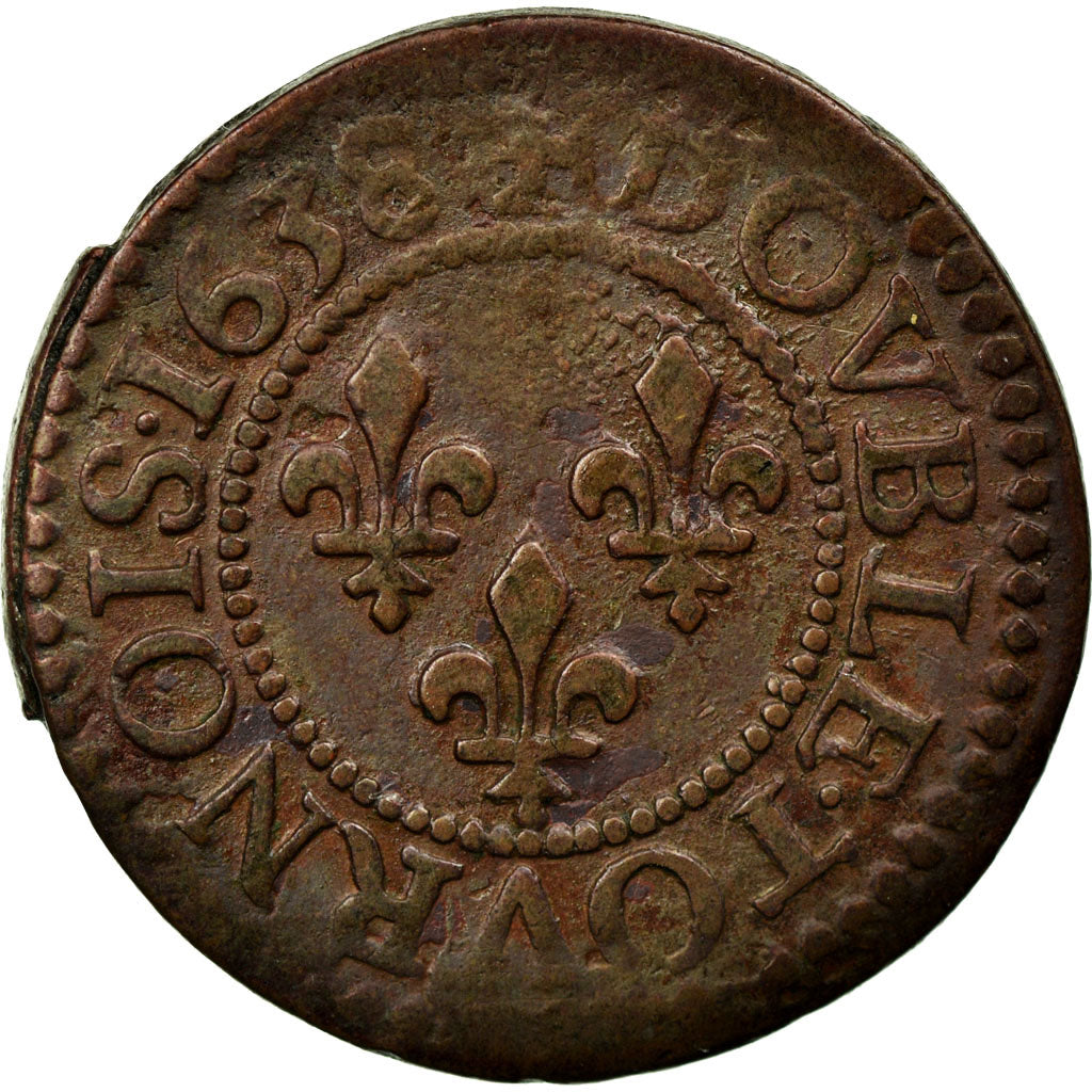 Monnaie, France, Louis XIII, Double tournois, buste laurée et drapé, Double
