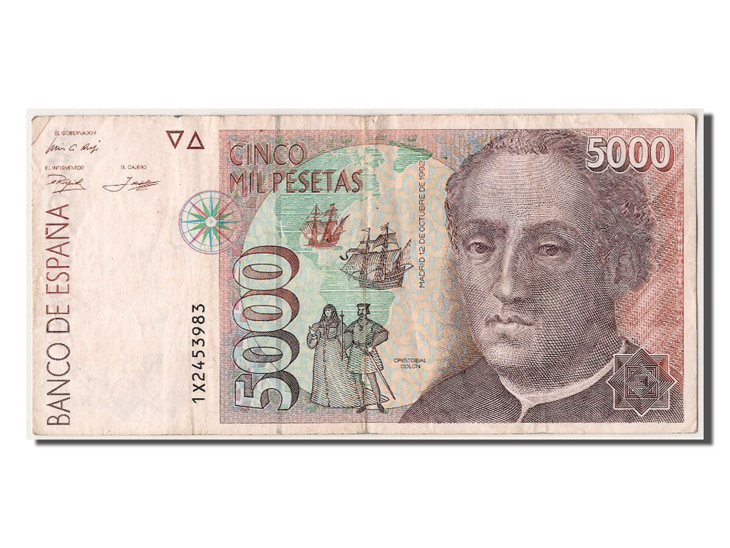 Spain, 5000 Pesetas, 1992, KM #165, 1992-10-12, EF(40-45), 1X2453983