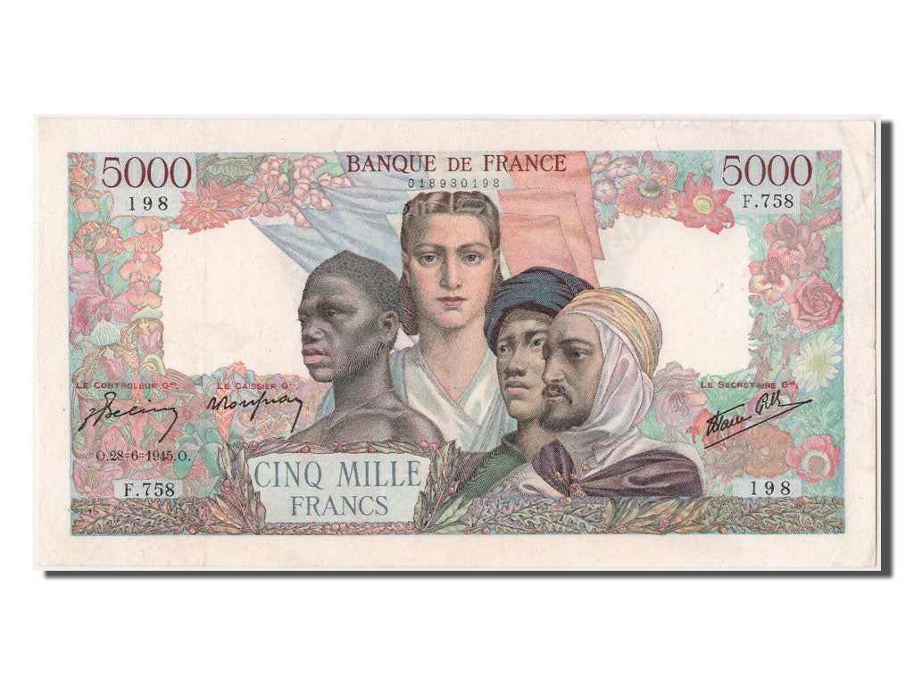 France, 5000 Francs, ...-1889 Circulated during XIXth, 1945, KM #103c,...
