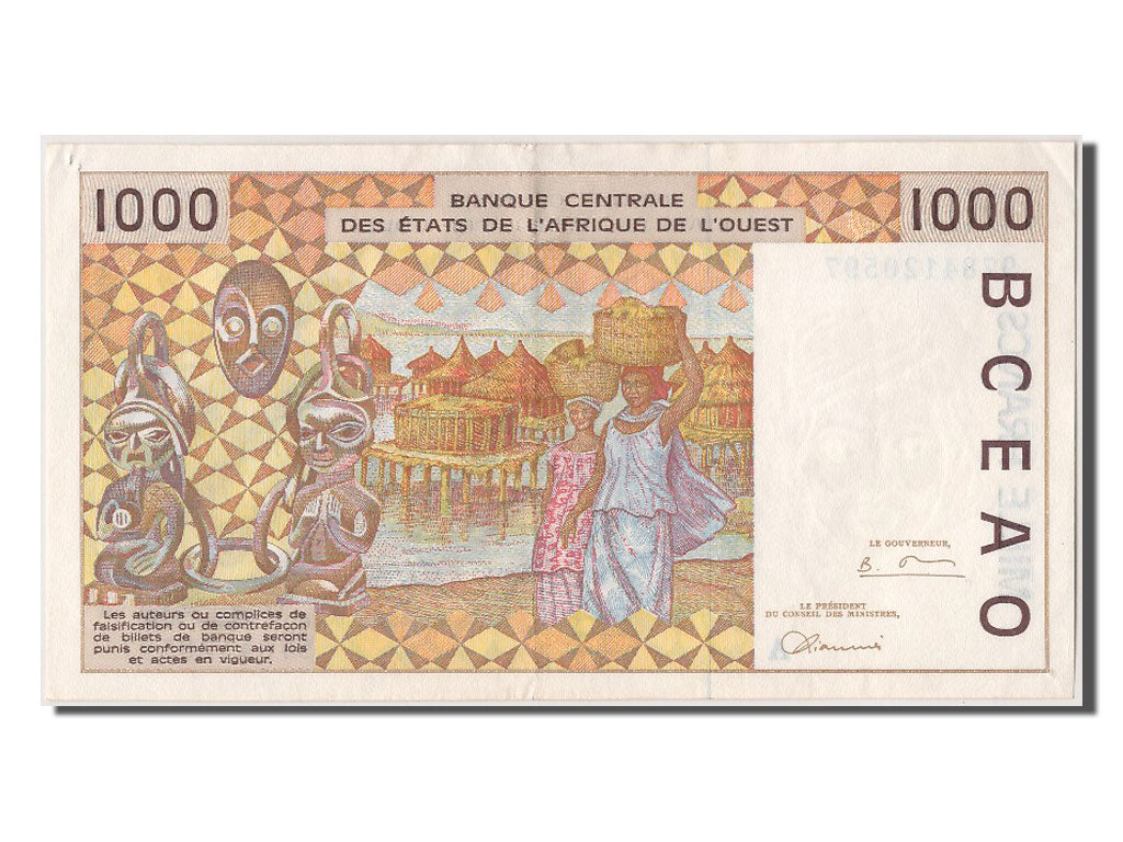 West African States, 1000 Francs, 1997, KM #111Ag, AU(55-58), A 9784120597
