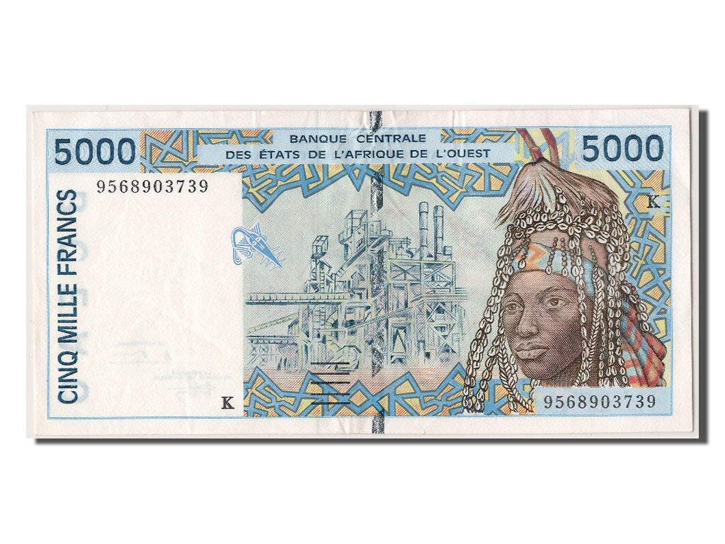 West African States, 5000 Francs, 1995, KM #713Kd, AU(55-58), K 9568903739
