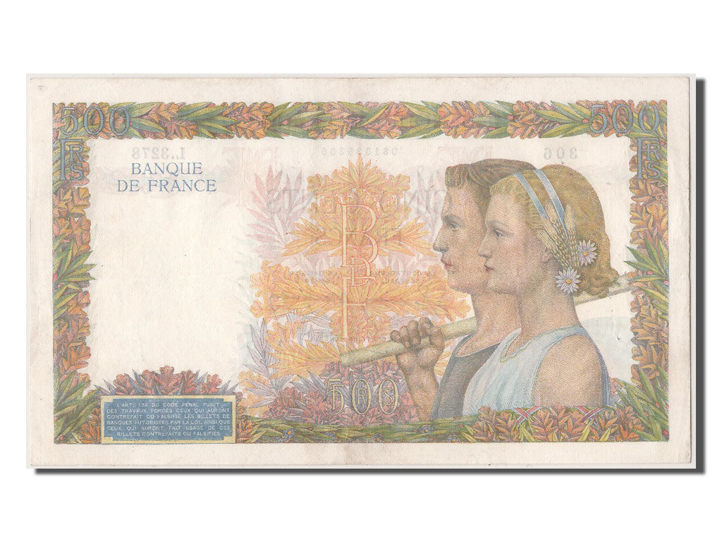 France, 500 Francs, 500 F 1940-1944 ''La Paix'', 1941, KM #95b, 1941-06-26,...