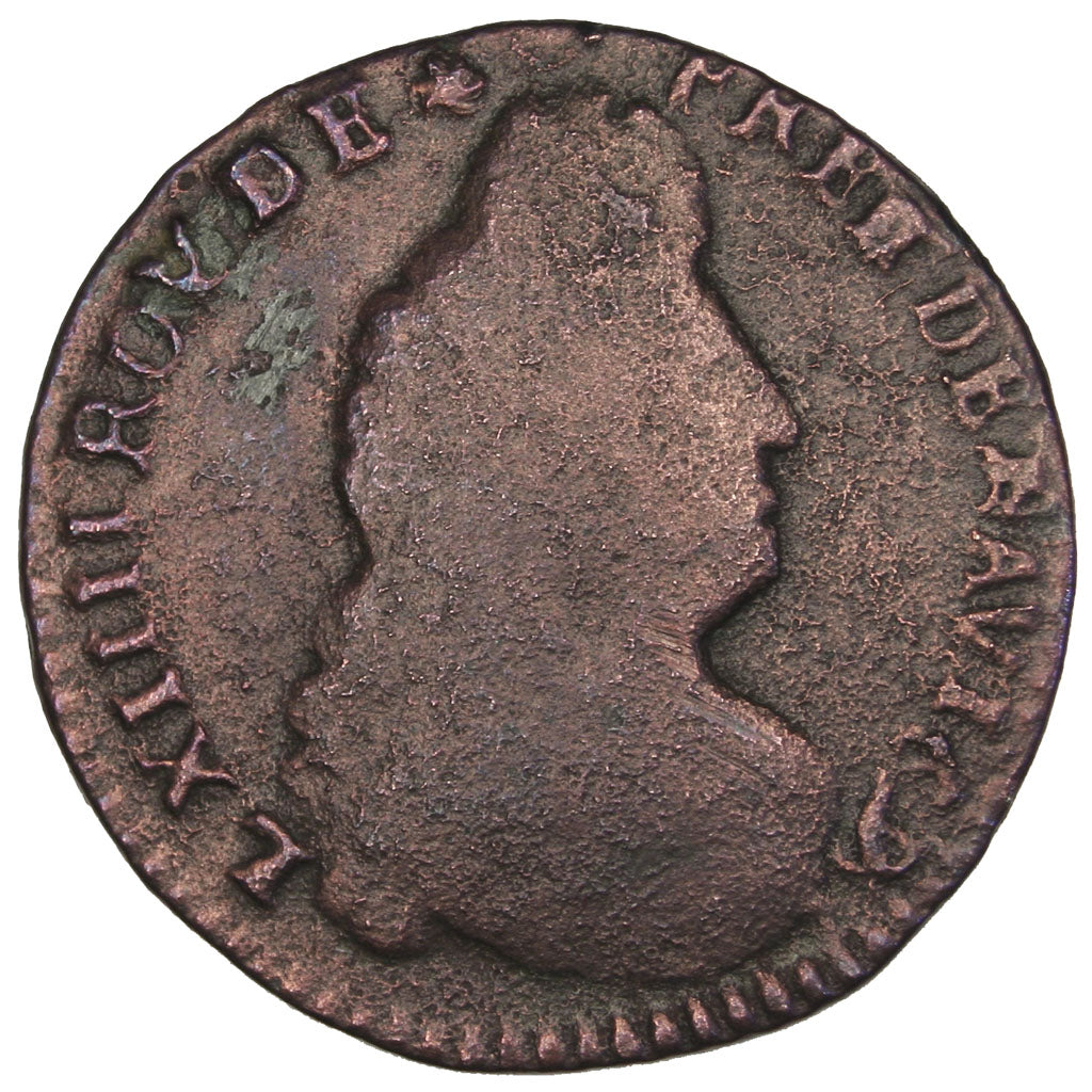 FRANCE, Liard, 1695, Troyes, VF(20-25), Copper, C2G #228, 3.30