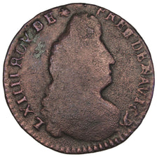 FRANCE, Liard, 1695, Troyes, VF(20-25), Copper, C2G #228, 3.30