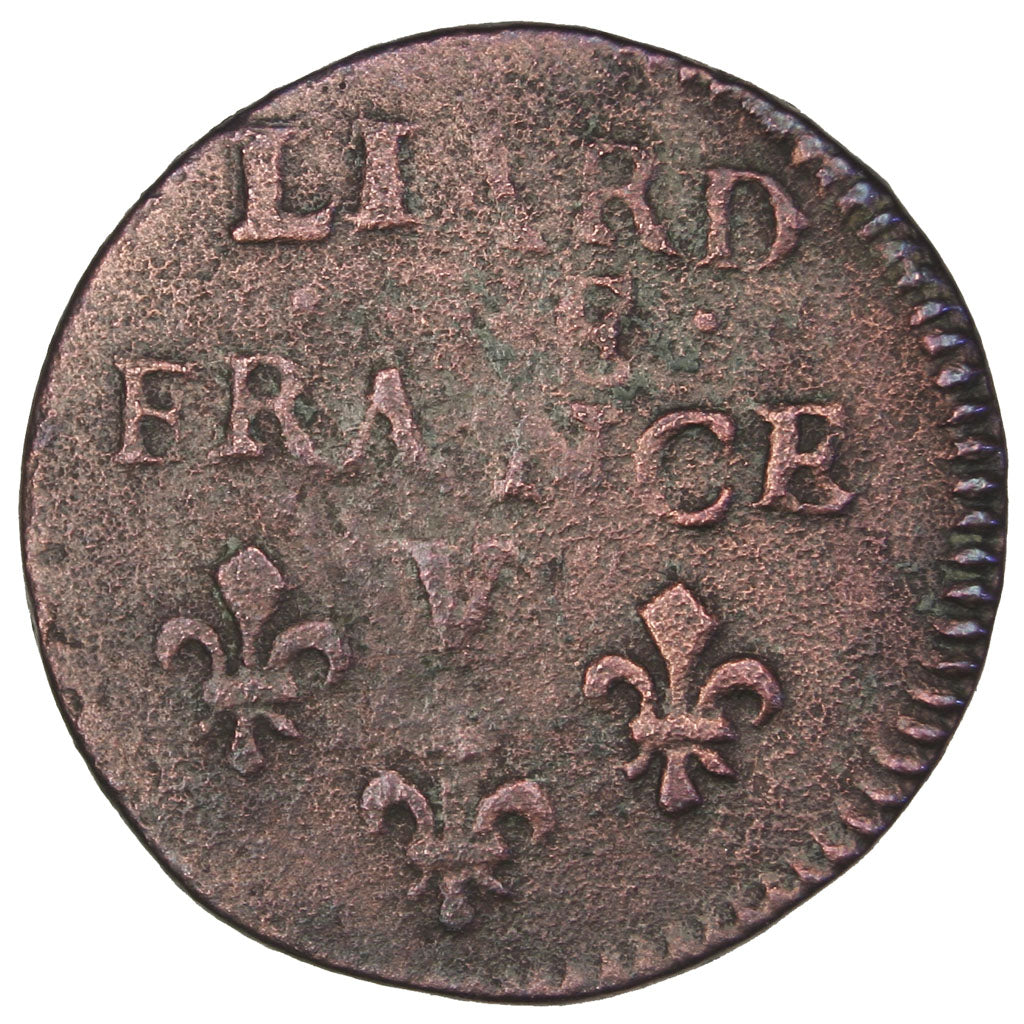 FRANCE, Liard, 1695, Troyes, VF(20-25), Copper, C2G #228, 3.30