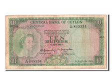 Ceylon, 10 Rupees, 1953, KM #55, 1953-07-01, VF(30-35), L/25 845531