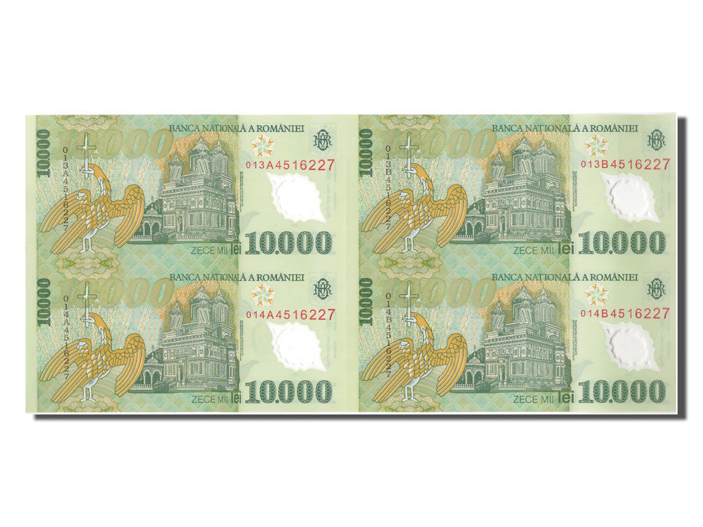 Romania, 10,000 Lei, 2000, KM #112b, UNC(65-70), 013A/013B/014A/014B 4516227