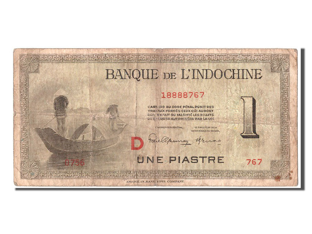 French Indo-China, 1 Piastre, KM #76b, VF(20-25), D 0756 767