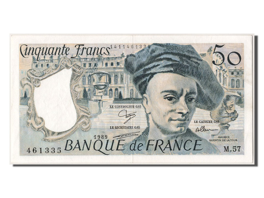 France, 50 Francs, 50 F 1976-1992 ''Quentin de La Tour'', 1989, KM #152d,...