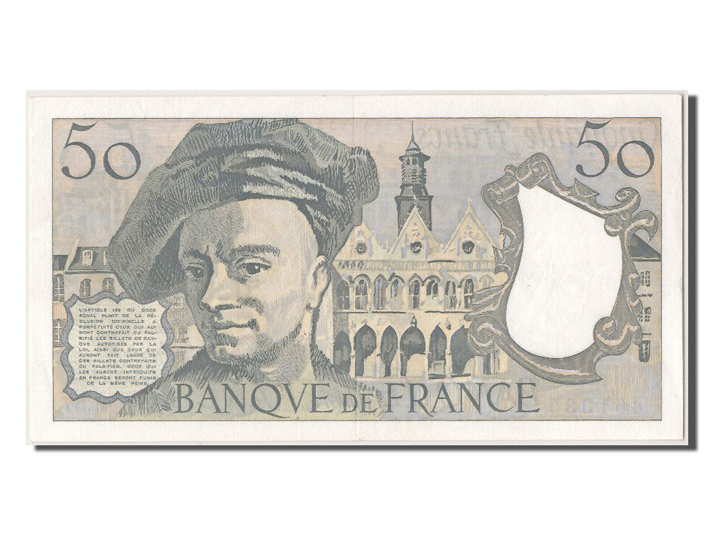 France, 50 Francs, 50 F 1976-1992 ''Quentin de La Tour'', 1989, KM #152d,...