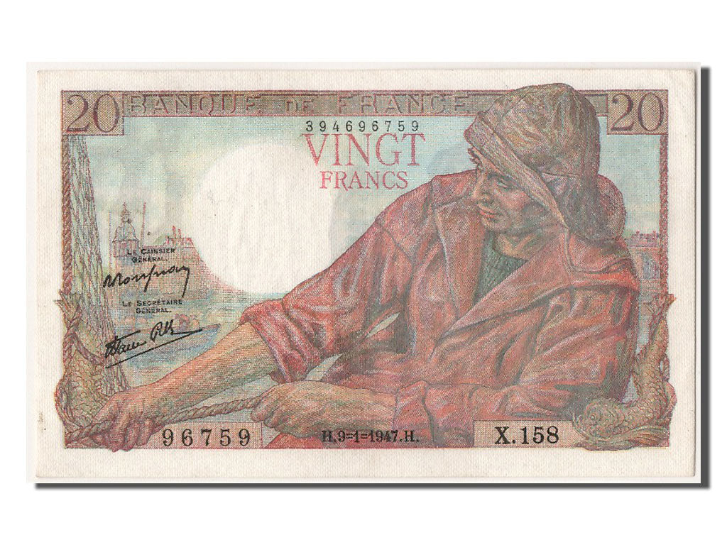 Billete, Francia, 20 Francs, 20 F 1942-1950 ''Pêcheur'', 1947, 1947-01-09, EBC
