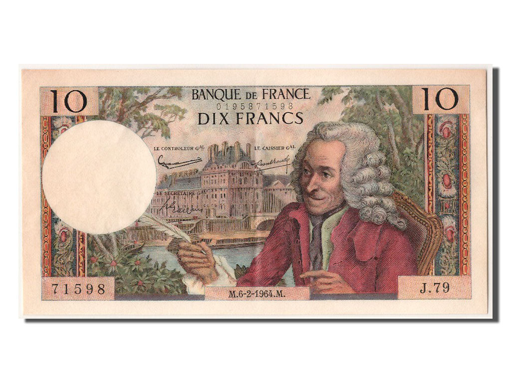 France, 10 Francs, 10 F 1963-1973 ''Voltaire'', 1964, KM #147a, 1964-02-06,...