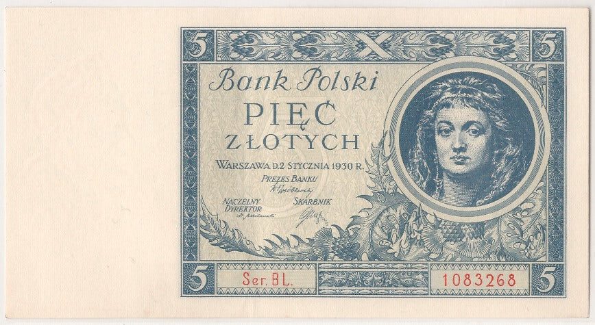 Poland, 5 Zlotych, 1930, KM #72, 1930-01-02, UNC(63), BL. 1083268