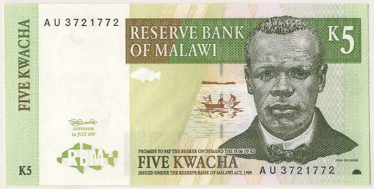 Banconote, Malawi, 5 Kwacha, 1997, 1997-07-01, FDS