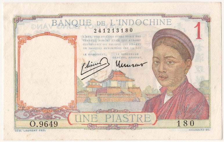 French Indo-China, 1 Piastre, KM #92, UNC(60-62), O.9649