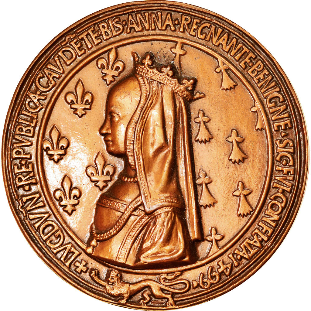 France, Medal, Anne de Bretagne et Louis XII, History, 1978, MS(63), Bronze