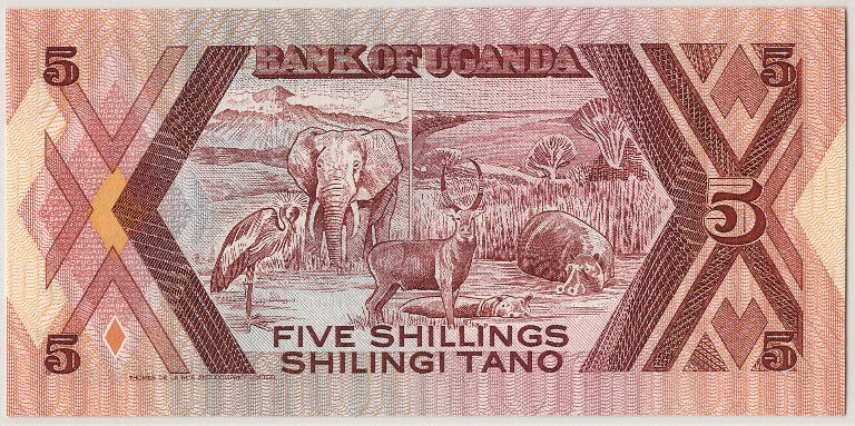 Banknot, Uganda, 5 Shillings, 1987, UNC(65-70)