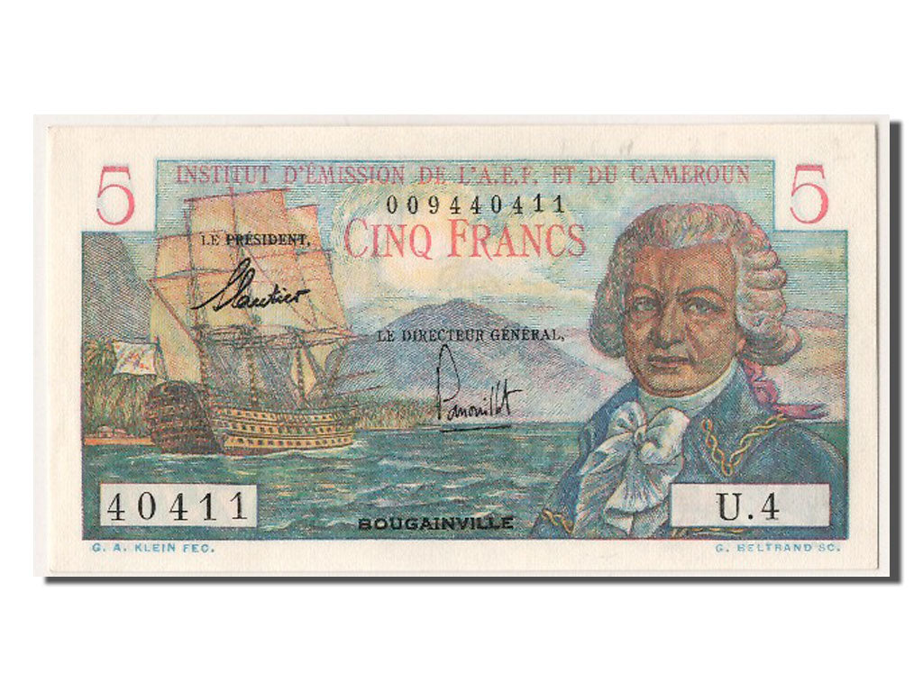 French Equatorial Africa, 5 Francs, KM #28, UNC(63), U.4 40411