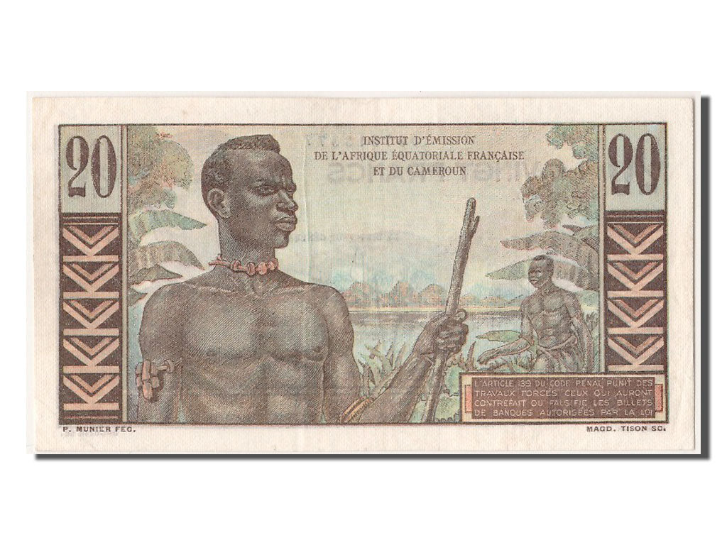 French Equatorial Africa, 20 Francs, KM #30, UNC(63), A.4 13377