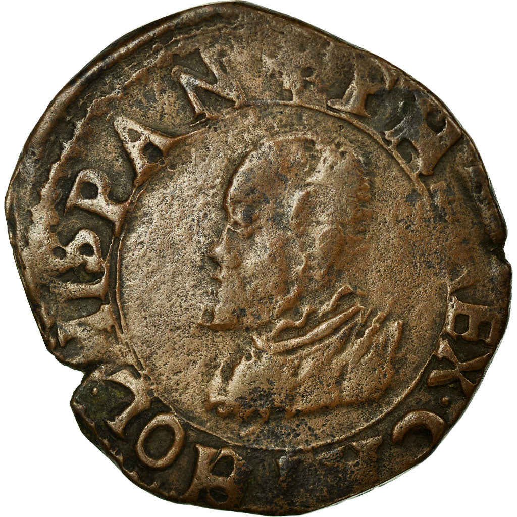 Moneta, Francia, Double Denarius, 1592, Dole, BB, Rame