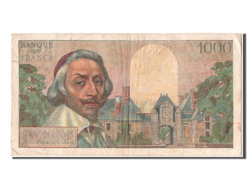 France, 1000 Francs, 1 000 F 1953-1957 ''Richelieu'', 1955, KM #134a,...