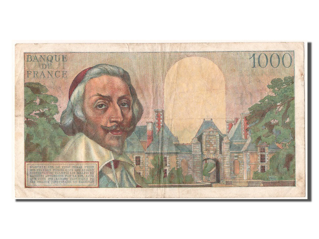 France, 1000 Francs, 1 000 F 1953-1957 ''Richelieu'', 1954, KM #134a,...