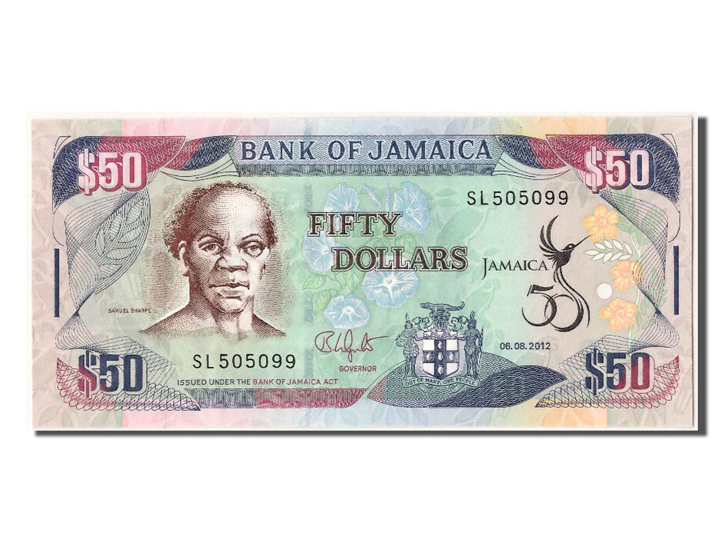 Jamaica, 50 Dollars, 2012, KM #89, 2012-08-06, UNC(63), SL505099