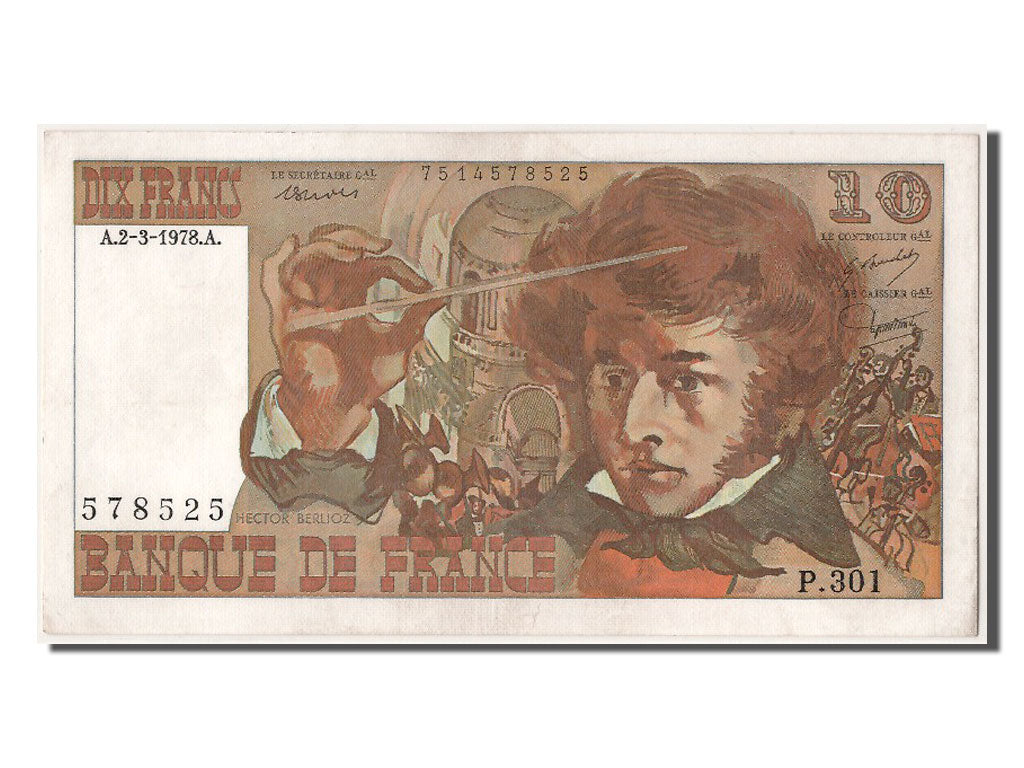 France, 10 Francs, 10 F 1972-1978 ''Berlioz'', 1978, KM #150c, 1978-03-02,...