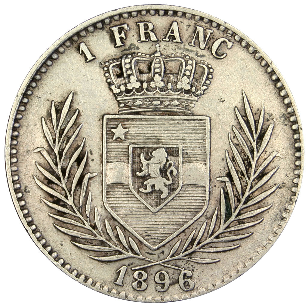 CONGO FREE STATE, Franc, 1896, KM #6, AU(50-53), Silver, 23, 4.94
