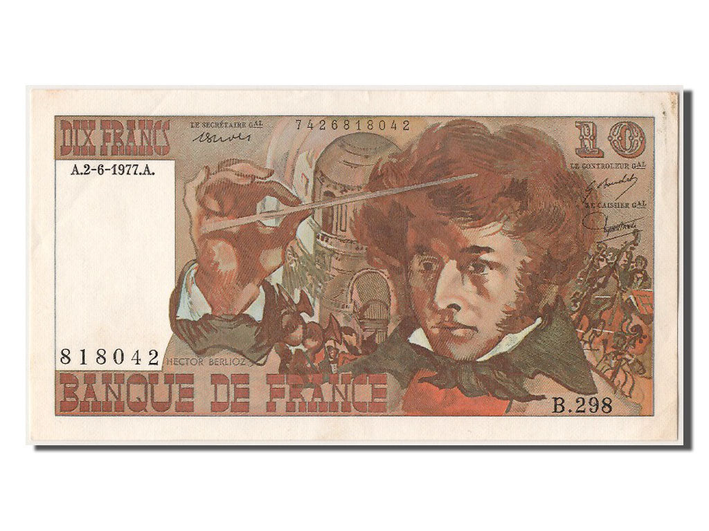 France, 10 Francs, 10 F 1972-1978 ''Berlioz'', 1977, KM #150c, 1977-06-02,...