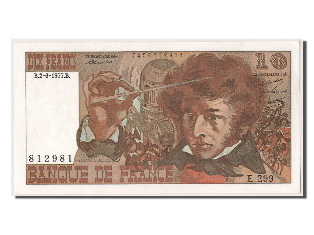 Banknote, France, 10 Francs, 10 F 1972-1978 ''Berlioz'', 1977, 1977-06-02