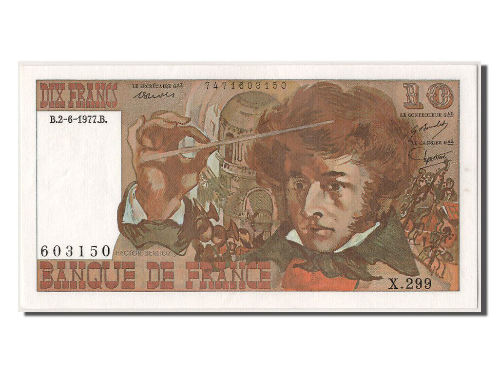 Banknot, Francja, 10 Francs, Berlioz, 1977, 1977-06-02, UNC(63), Fayette:63.22