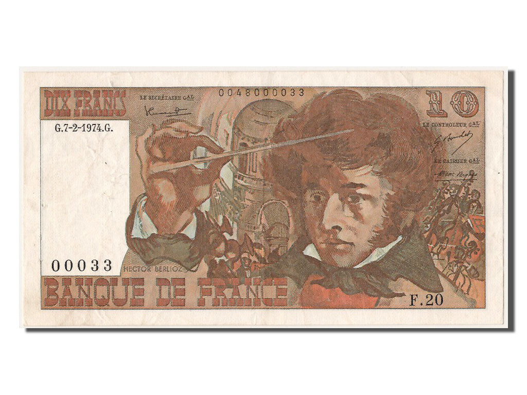 France, 10 Francs, 10 F 1972-1978 ''Berlioz'', 1974, KM #150a, 1974-02-07,...