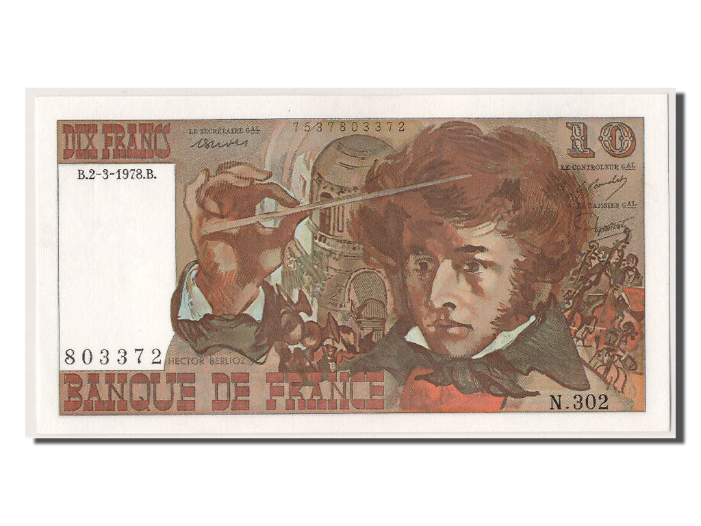 Banknot, Francja, 10 Francs, Berlioz, 1978, 1978-03-02, UNC(65-70), KM:150c