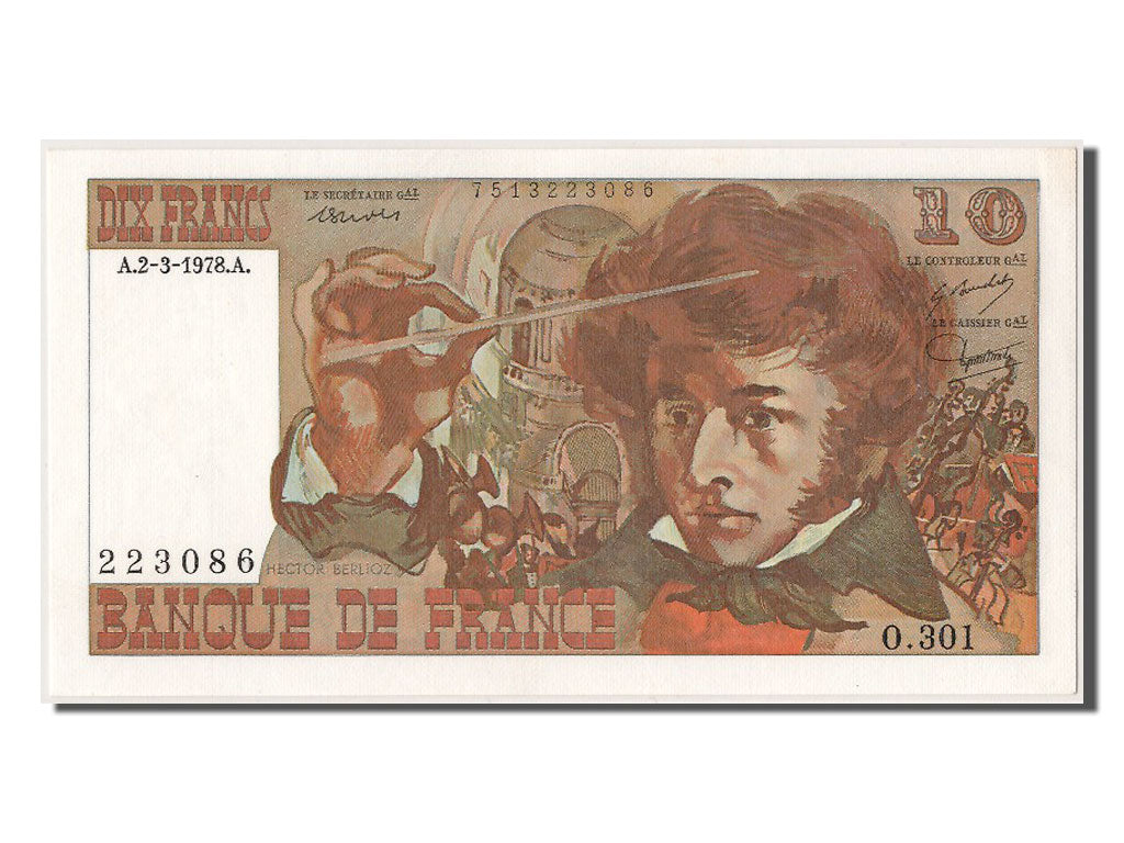 Geldschein, Frankreich, 10 Francs, 10 F 1972-1978 ''Berlioz'', 1978, 1978-03-02