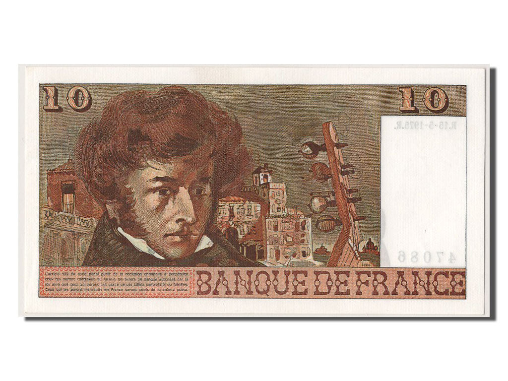 France, 10 Francs, 10 F 1972-1978 ''Berlioz'', 1975, KM #150b, 1975-05-15,...