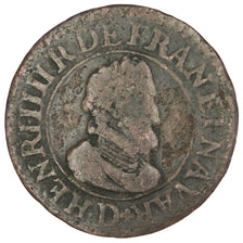 FRANCE, Double tournois, buste enfantin, Double Tournois, 1610, Lyon, KM #43.2,.