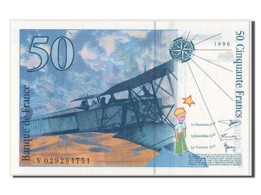 Biljet, Frankrijk, 50 Francs, 50 F 1992-1999 ''St Exupéry'', 1996, NIEUW