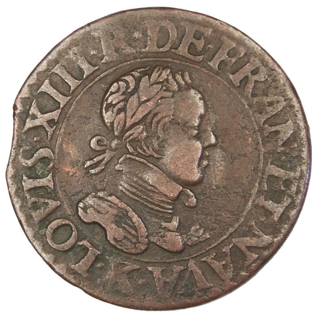 FRANCE, Double tournois, buste enfantin, Double Tournois, 1615, Amiens, KM...