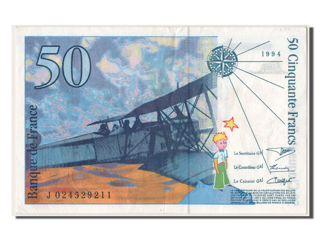 France, 50 Francs, 50 F 1992-1999 ''St Exupéry'', 1994, KM #157Aa, UNC(60-62), J