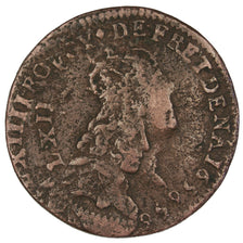 FRANCE, Liard, 1656, Vimy, VF(20-25), Copper, C2G #166, 3.54