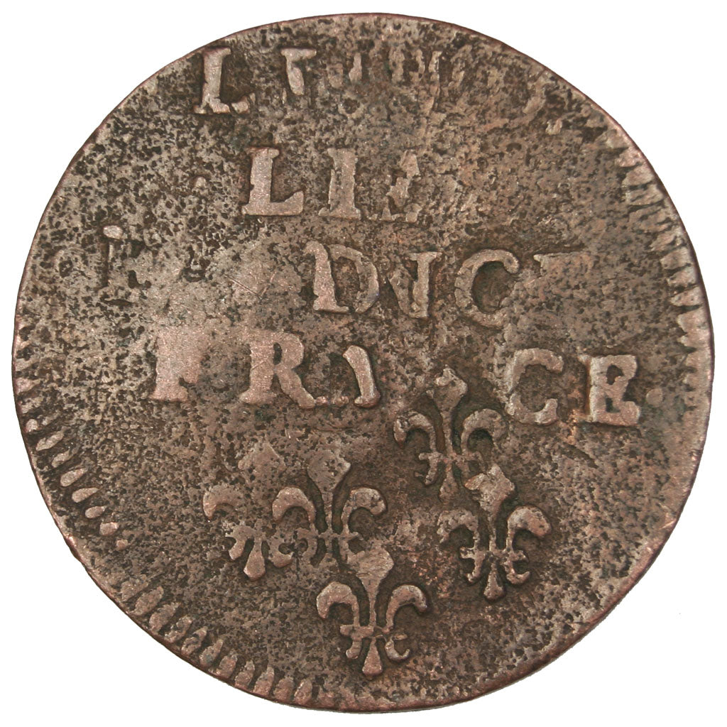 FRANCE, Liard, 1656, Vimy, VF(20-25), Copper, C2G #166, 3.54