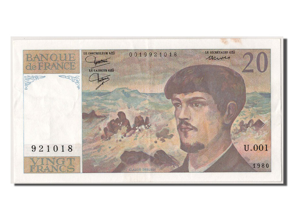 Geldschein, Frankreich, 20 Francs, 20 F 1980-1997 ''Debussy'', 1980, VZ