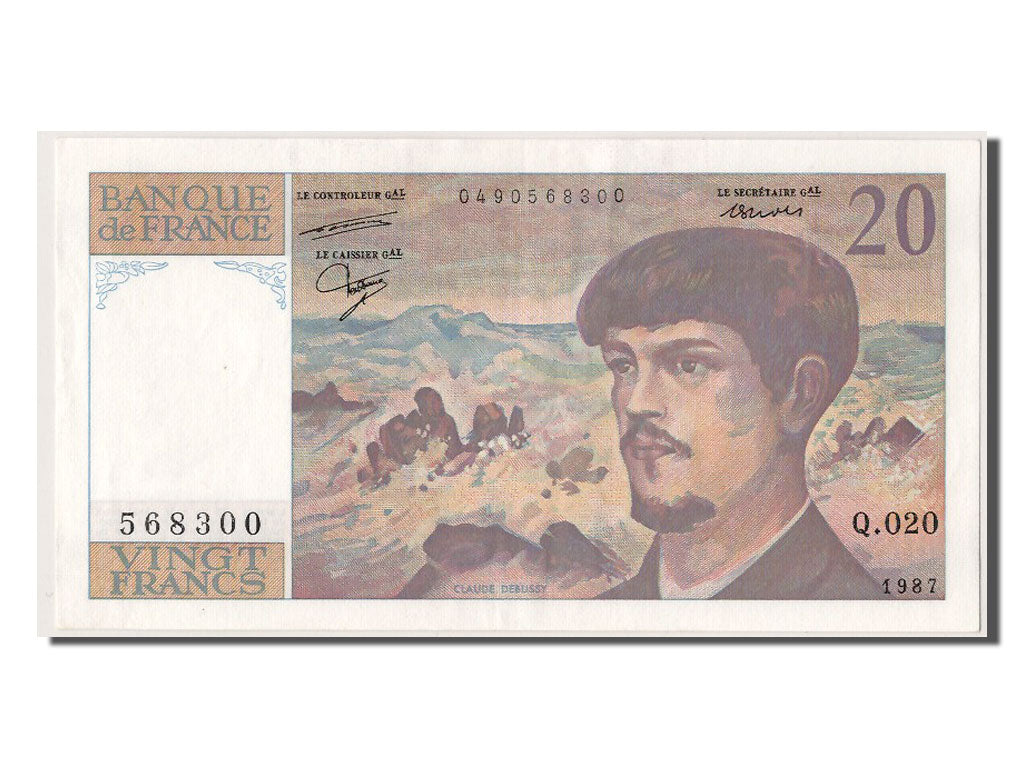 France, 20 Francs, 20 F 1980-1997 ''Debussy'', 1987, KM #151b, AU(55-58), Q.020.