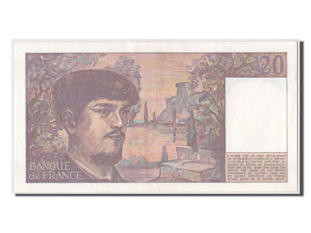 France, 20 Francs, 20 F 1980-1997 ''Debussy'', 1987, KM #151b, AU(55-58), Q.020.